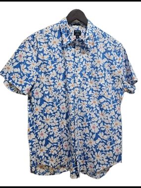 J. Crew Blue Floral Short-Sleeve Button-Down Shirt